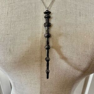 Magic wand grey pendant necklace